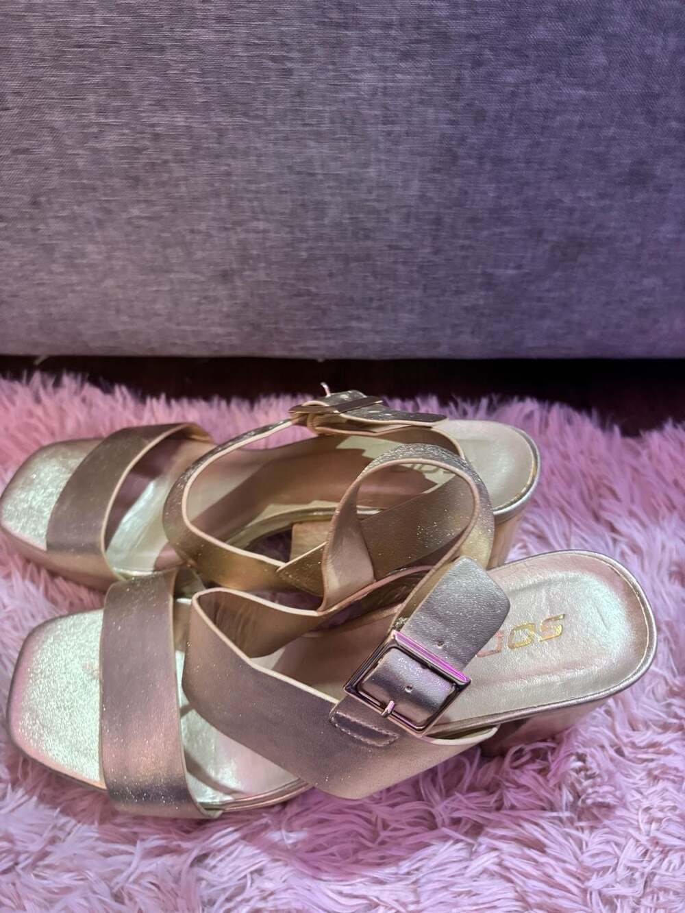 Soda Gold Sandal Heels Size 9